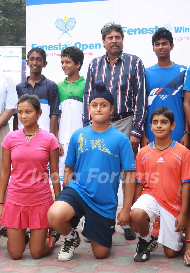 Kapil Dev at the &quot;Fentesta Open National Tennis Championship&quot; tournament in New Delhi. (Photo: IANS/Amlan Paliwal)