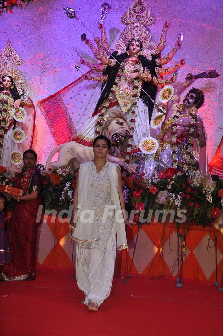 Bollywood actress Kajol at Durga pooja event in Juhu in Mumbai.