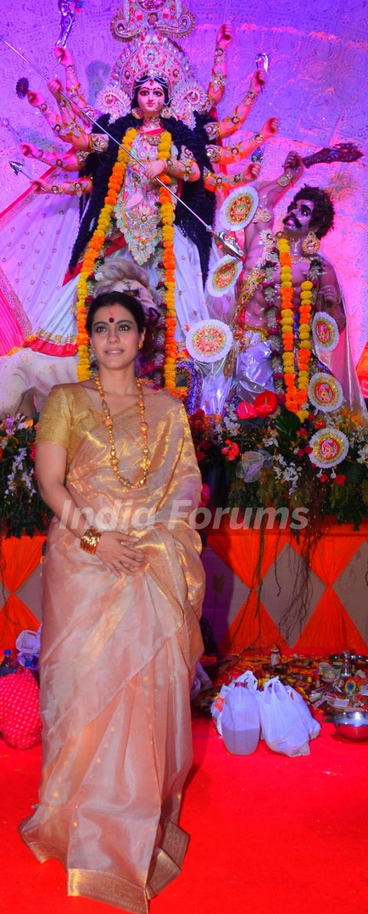 Kajol at North Bombay Sarbojanin Durga Puja 2012 in Juhu, Mumbai.