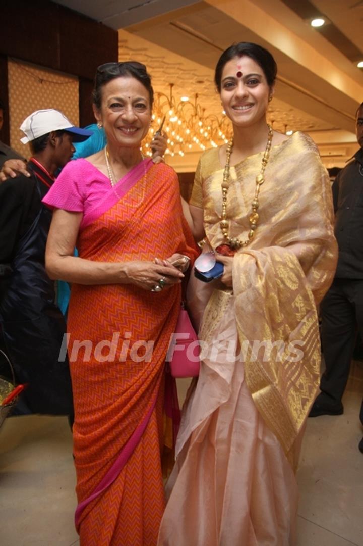 Tanuja and Kajol at North Bombay Sarbojanin Durga Puja 2012 in Juhu, Mumbai.