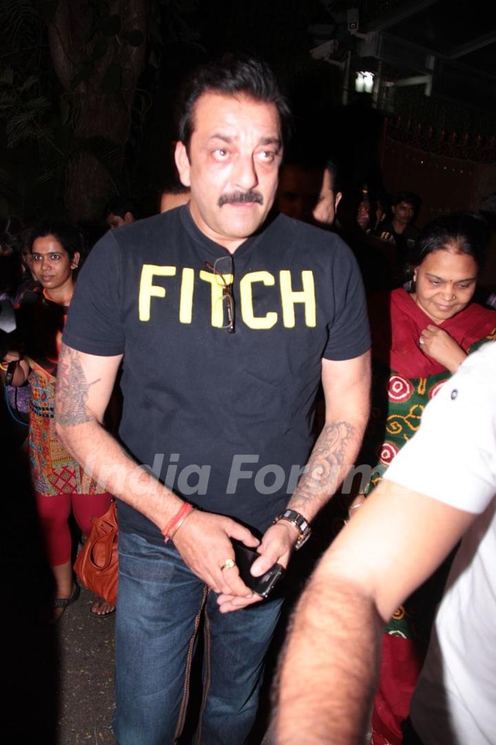 Sanjay Dutt snapped at filmmaker Yash Chopra's residence in Juhu, Mumbai after his death on Sunday, Oct 21 2012.