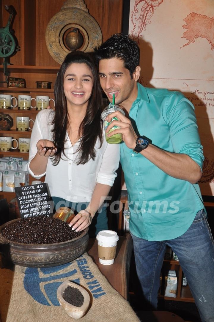 Siddharth Malhotra and Alia Bhatt at Starbucks in Mumbai.