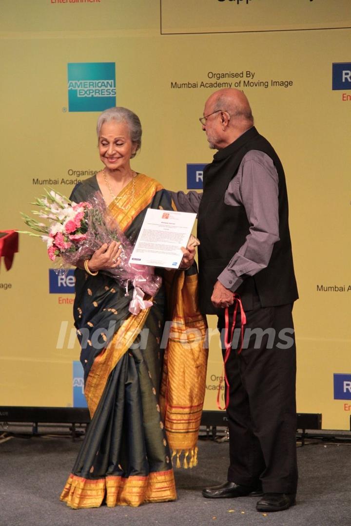 Waheeda Rehman with Shyam Benegal at 14th Mumbai Film Festival Closing Ceremony at NCPA