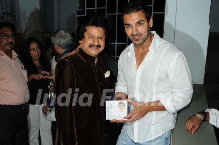 John Abraham unveiled Pankaj Udhas’ new music album Dastkhat at Sophia Bhabha Auditorium in Mumbai