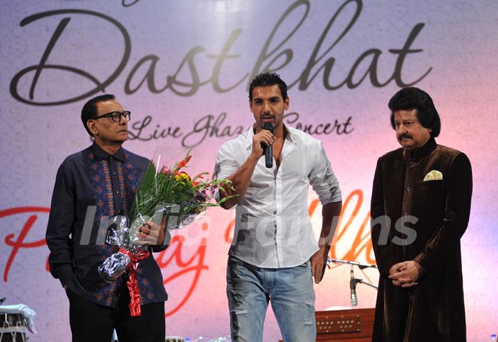 John Abraham unveiled Pankaj Udhas’ new music album Dastkhat at Sophia Bhabha Auditorium in Mumbai