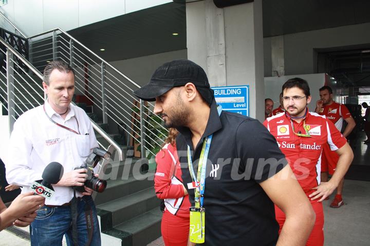 Harbhajan Singh at the Buddh International Circuit in Greater Noida for Airtel Indian Grand Prix 2012