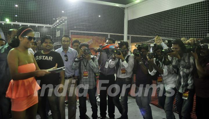 Actress Poonam Pande at the International Auto Car Performance Show 2012 at MMRDA Ground, BKC in Mumbai on Nov. 1, 2012. (Photo: Sandeep Mahankal/IANS)