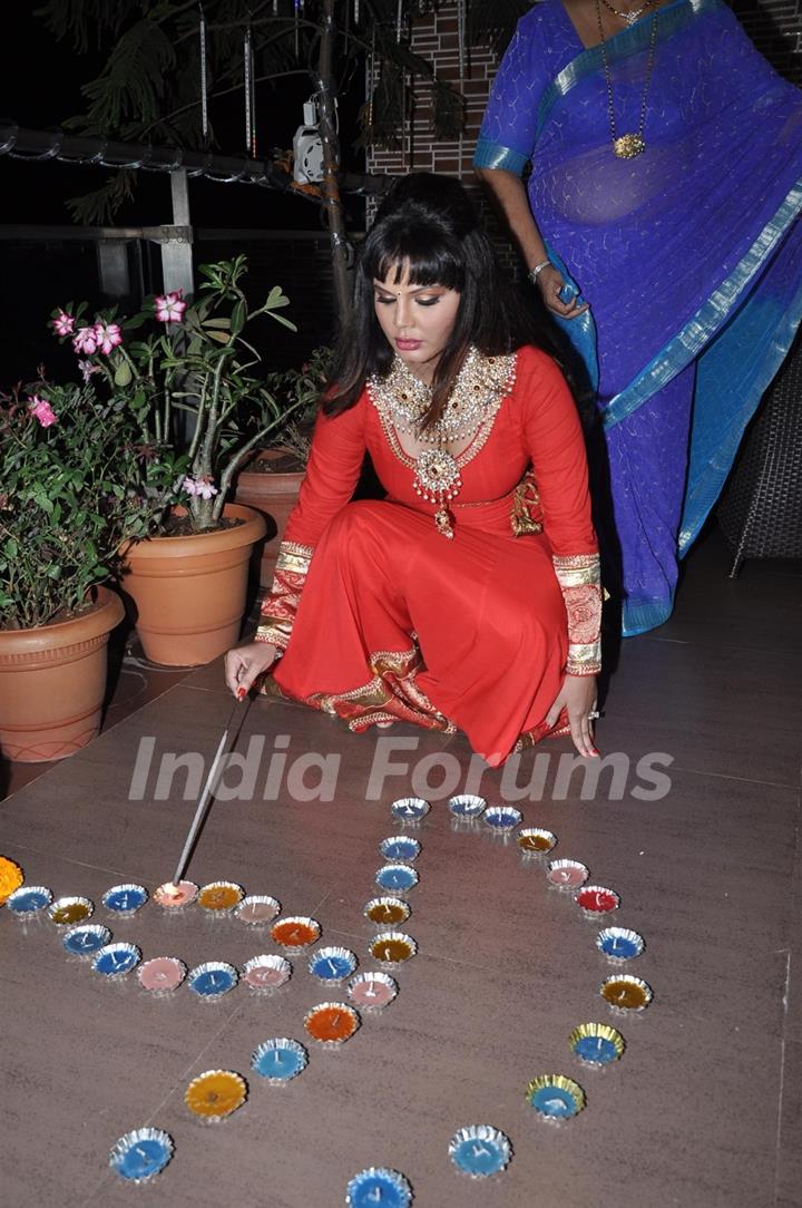 Rakhi Sawant celebrating Diwali with family in Mumbai