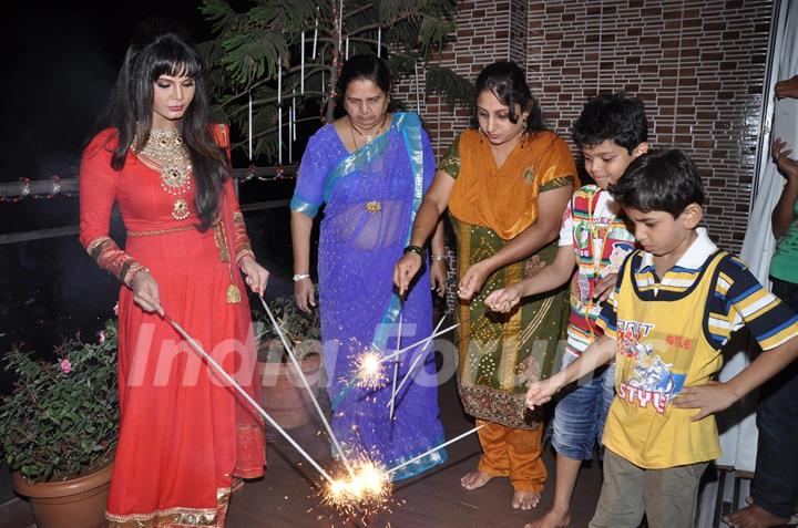 Rakhi Sawant celebrating Diwali with family in Mumbai