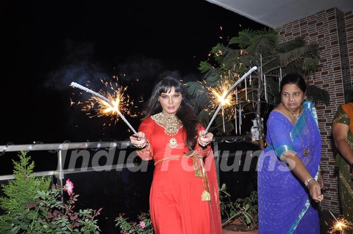 Rakhi Sawant celebrating Diwali with family in Mumbai