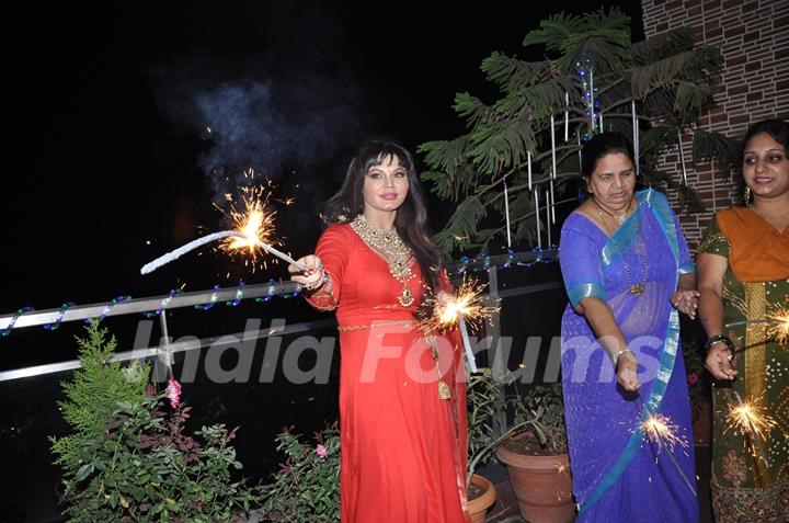 Rakhi Sawant celebrating Diwali with family in Mumbai