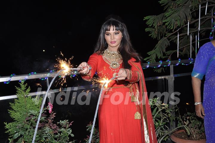 Rakhi Sawant celebrating Diwali with family in Mumbai