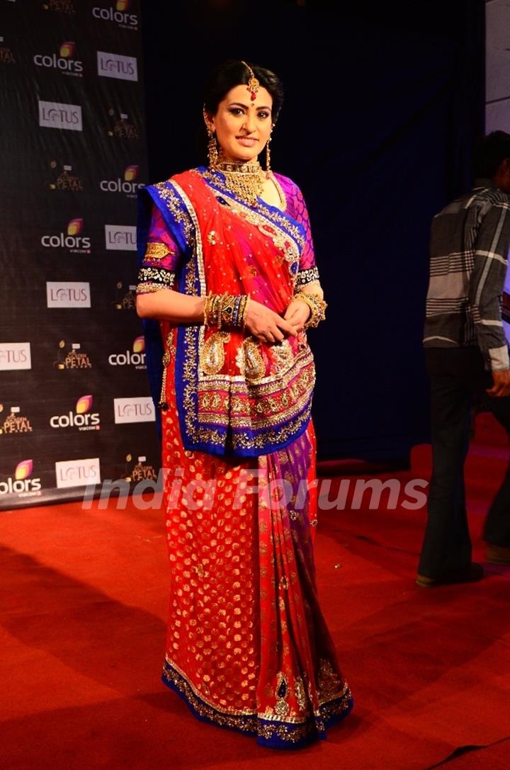 Smita Bansal as Sumitra of Balika Vadhu at Colors Golden Petal Awards Red Carpet Moments