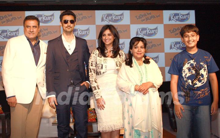 Parineeti Chopra, Boman Irani, Kunal Kapoor and Farida Jalal at the ''Kurkure'' promotional event