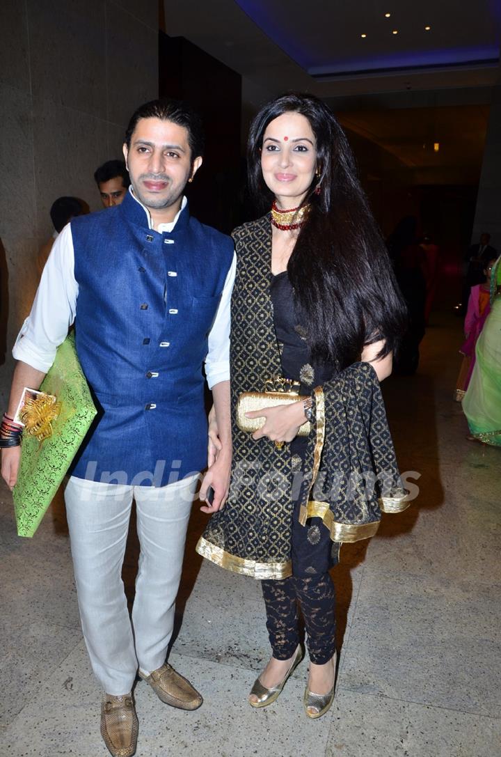 Television actress Rukhsar Rehman at Durga Jasraj's daughter Avani's wedding reception with Puneet in Mumbai.