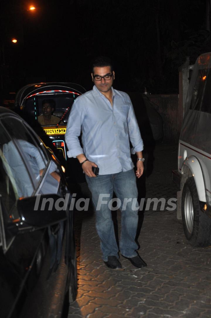 Bollywood actor Arbaaz Khan at film Dabangg 2 special screening at Ketnav Preview Theater in Mumbai on Monday.