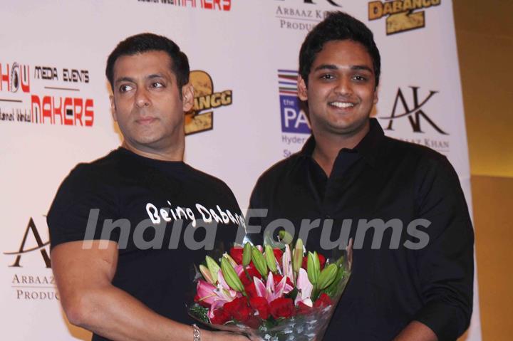 Bollywood actor Salman Khan campaigning charity and Promotion of Dabangg 2 in Hyderabad.