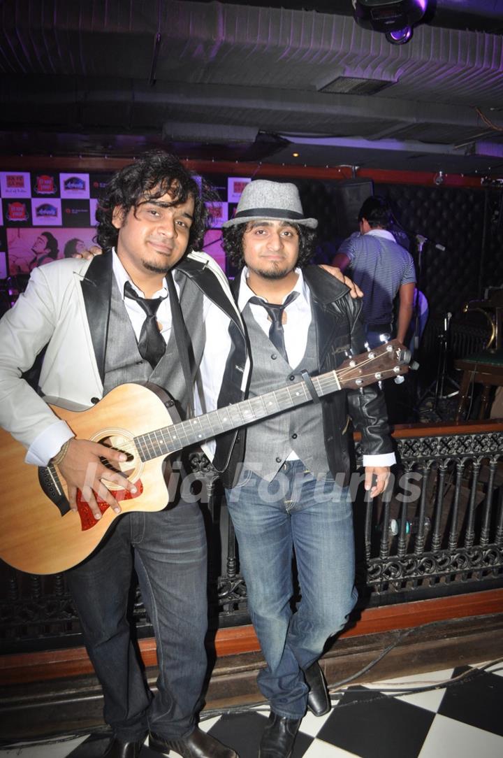 Abhas Joshi and Shreyas Joshi at the launch of their music album Thagni in Firangi Paani, Mumbai.