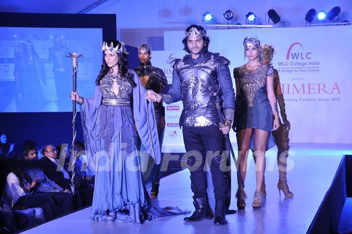 Television actors Ali Hasaina and Simple kaul at Chimera fashion show of WLC College in Mumbai.