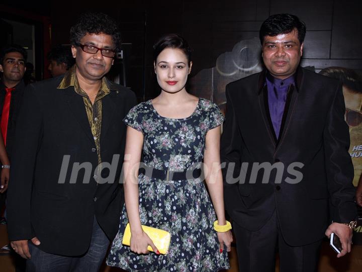 Milind, Yuvika and Arun Sharma at music launch of film Dehraadun Diary in Cinemax, Andheri West Mumbai.