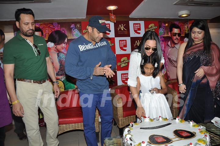 Bollywood actors Salman Khan and Sonakshi Sinha promotions at CCD in Mumbai.