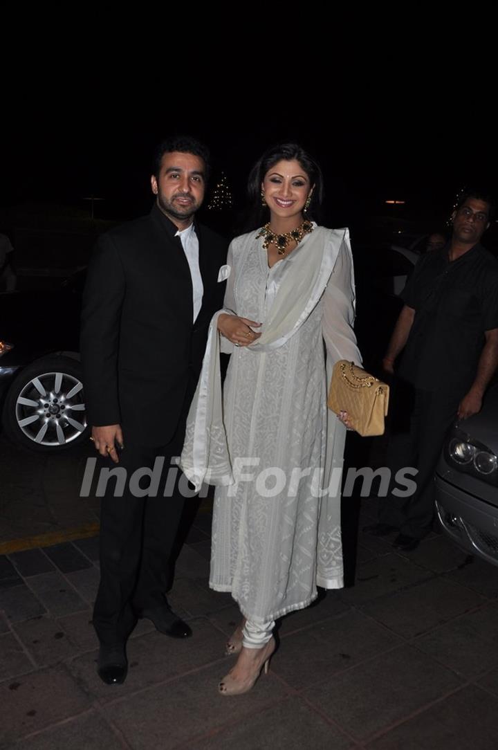 Shilpa Shetty with husband Raj Kundra at Abhinav & Ashima Shukla wedding reception
