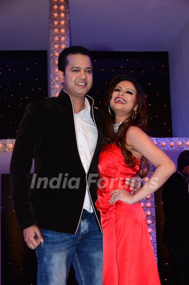 Rahul Mahajan with wife Dimpy Mahajan at Nach Baliye 5