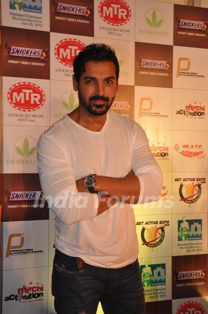 John Abraham Ambassdor, during the launch of Standard Chartered Mumbai Marathon 2013