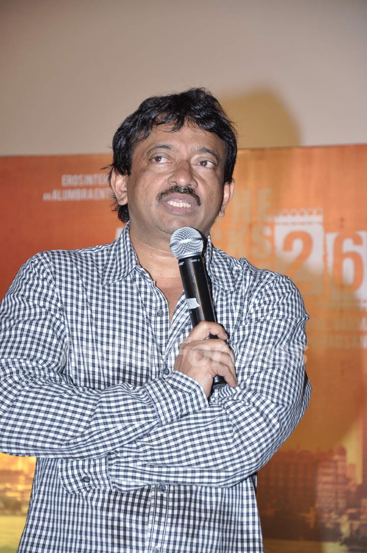 Filmmaker Ram Gopal Varma at the trailer launch of upcoming film The Attacks of 26/11 in PVR, Mumbai.