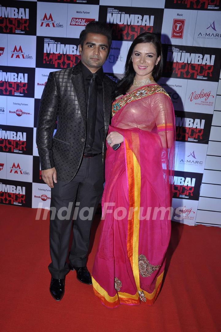 Bollywood actress Urvashi Sharma with husband Sachin Joshi at film Mumbai Mirror premiere in PVR Cinemas, Juhu, Mumbai.