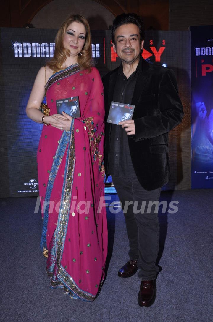 Singer Adnan Sami with wife Roya Faryabi at the music release of his new album Press Play in JW Marriott, Mumbai.