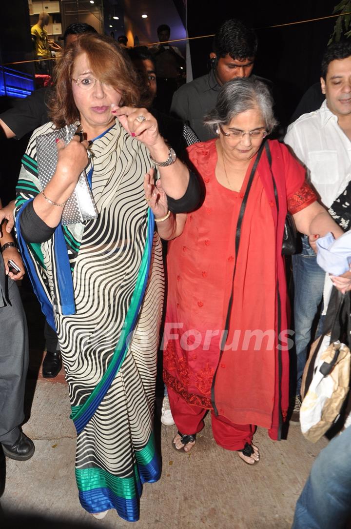 Bollywood actress Helen and Salma Khan mother of bollywood actor actor Salman Khan at the press conference for his Being Human clothing line and flagship store launch in Hotel Sofitel, Bandra Kurla Complex, Mumbai.