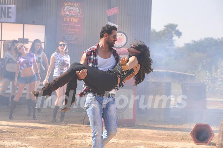 John Abraham and Chitrangada Singh shooting for film ''I Me Aur Main'' song at Kamalistan Studios