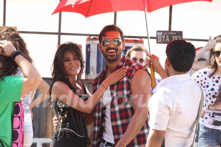 John Abraham and Chitrangada Singh shooting for film ''I Me Aur Main'' song at Kamalistan Studios