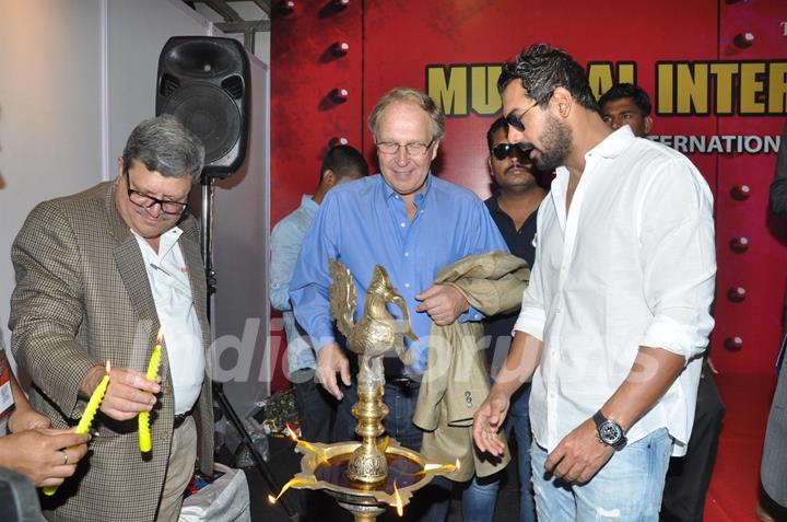 Yamaha Brand Ambassador John Abraham inaugurates Mumbai International Motor Show 2013 at BKC in Mumbai