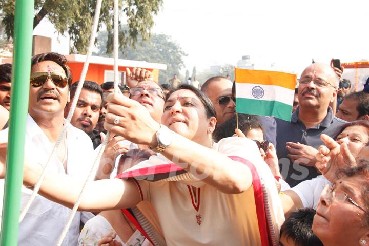 Ajay Devgan at flag hoisting ceremony for Republic Day at Vile Parle in Mumbai