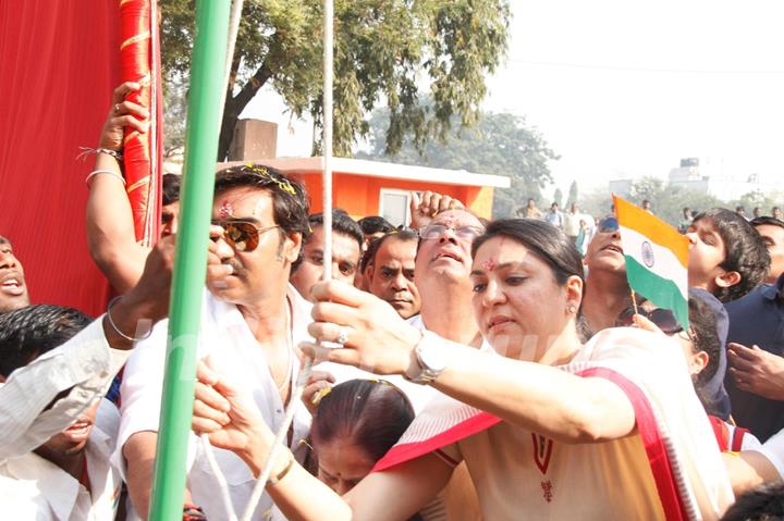 Ajay Devgan at flag hoisting ceremony for Republic Day at Vile Parle in Mumbai