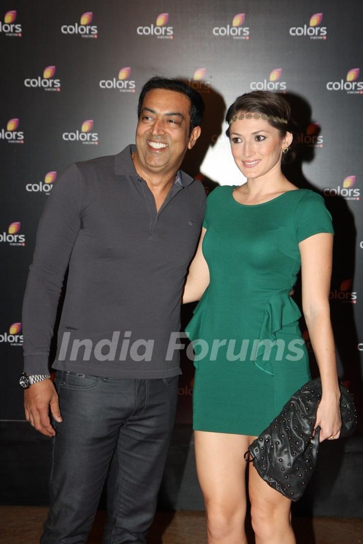 Vindu Dara Singh with his beautiful wife Dina Umarova at the 4th anniversary party of COLORS Channel