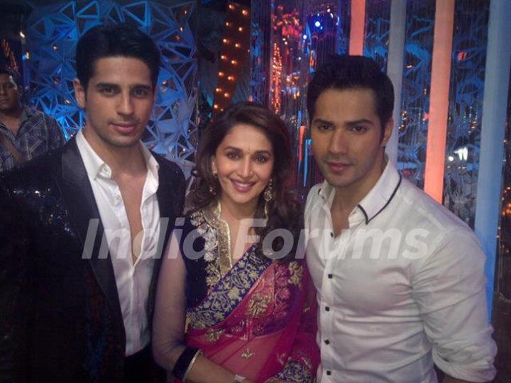 Siddharth Malhotra and Varun Dhawan with Madhuri Dixit