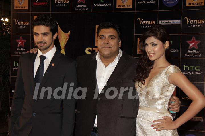 Saqib Saleem, Ram Kapoor and Rhea Chakraborty at Renault Star Guild Awards 2013