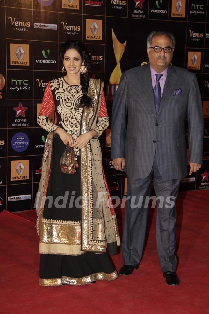 Sridevi with husband Boney Kapoor at Renault Star Guild Awards 2013