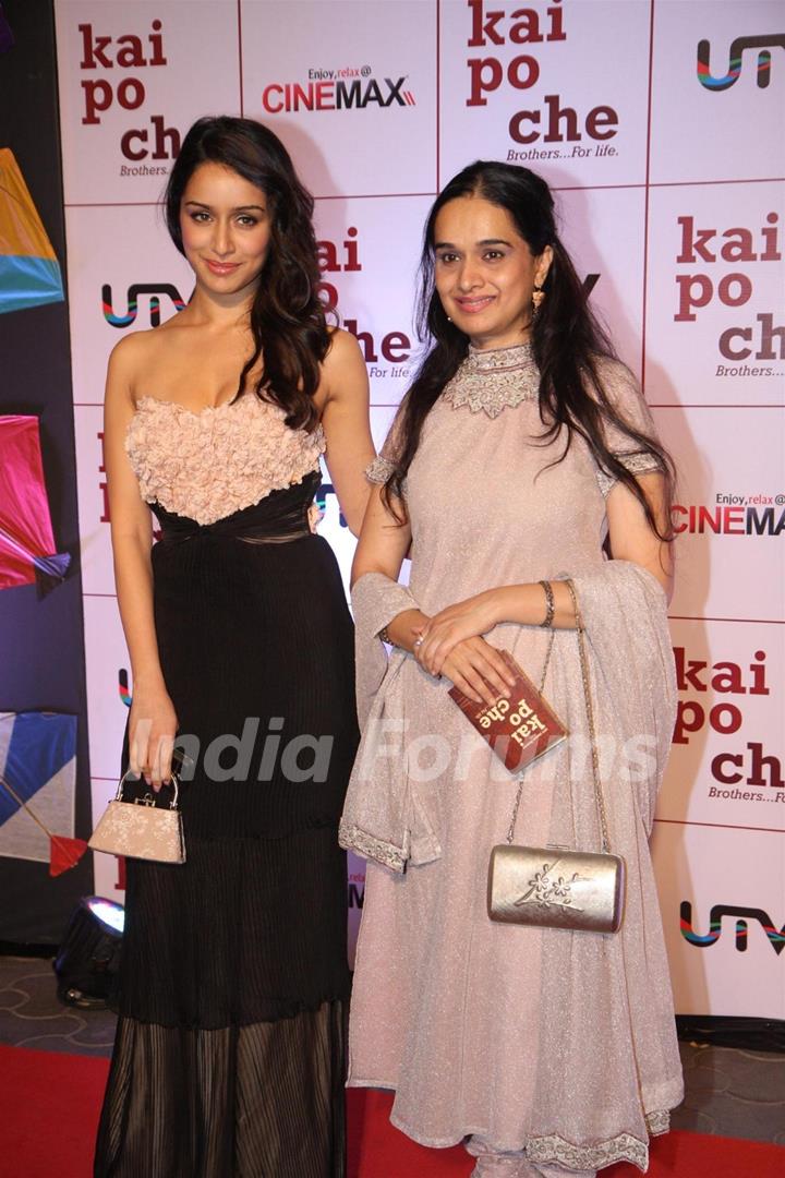 Shraddha Kapoor and her mother Shivangi Kapoor at Film Kai Po Che Premiere