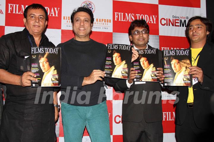 Bollywood actor Govinda with Rajesh Shrivastava, CMD, Films Today, filmmaker Raju Kariya during the launch of the 7th anniversary issue of 'Films Today' magazine in Mumbai.