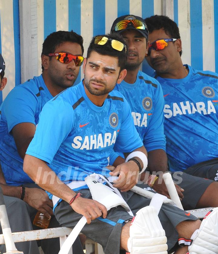 Indian cricket team at a practice session before the second cricket Test match in Hyderabad on March 1, 2013.