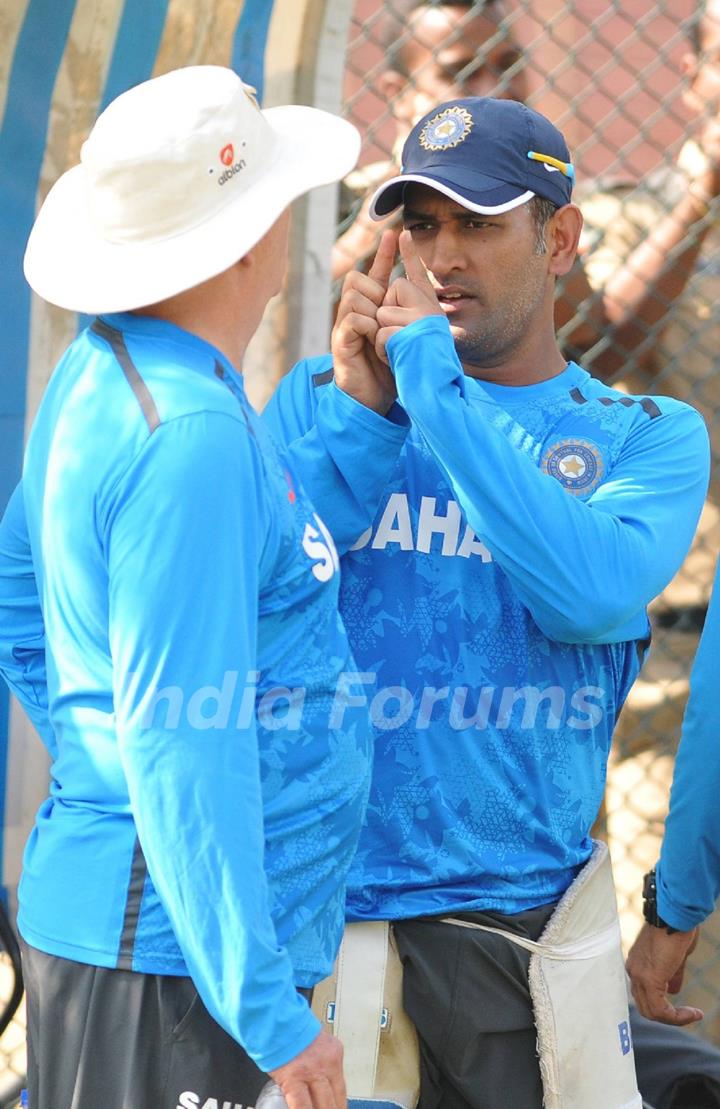 Indian cricket team at a practice session before the second cricket Test match in Hyderabad on March 1, 2013.