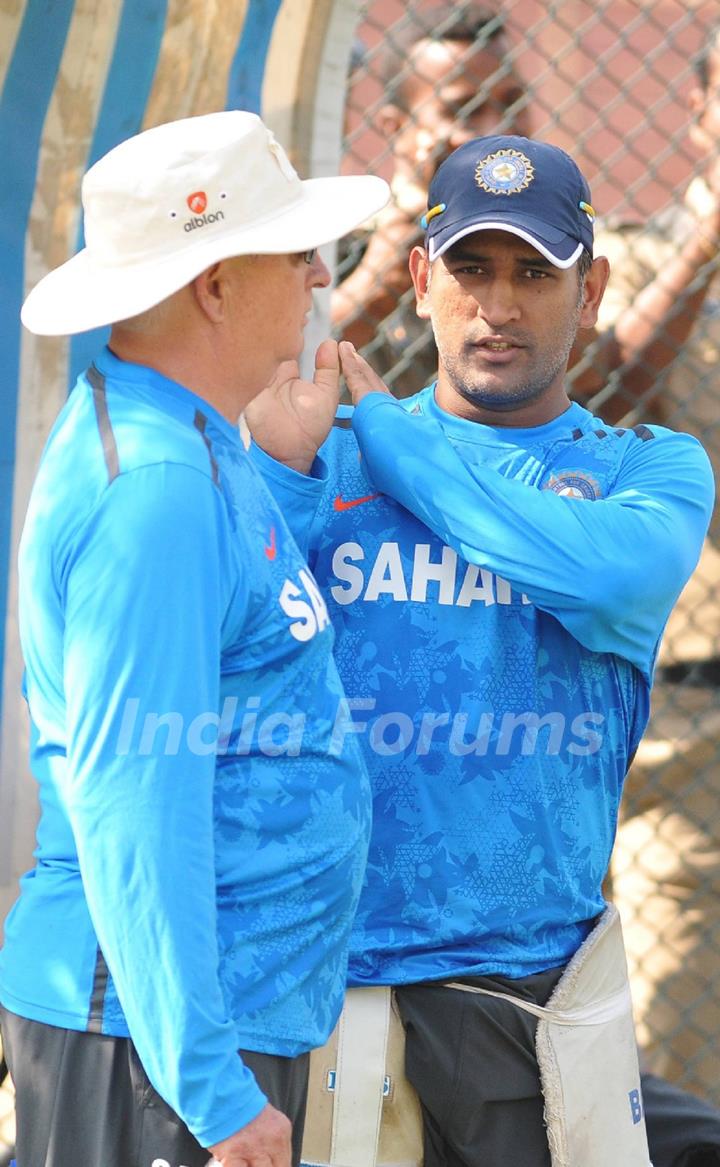 Indian cricket team at a practice session before the second cricket Test match in Hyderabad on March 1, 2013.