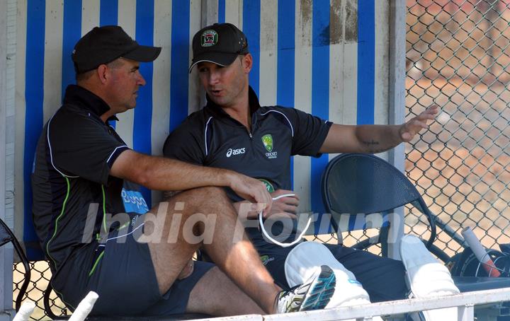 Australian cricket team at a practice session before the second cricket Test match in Hyderabad on March 1, 2013.