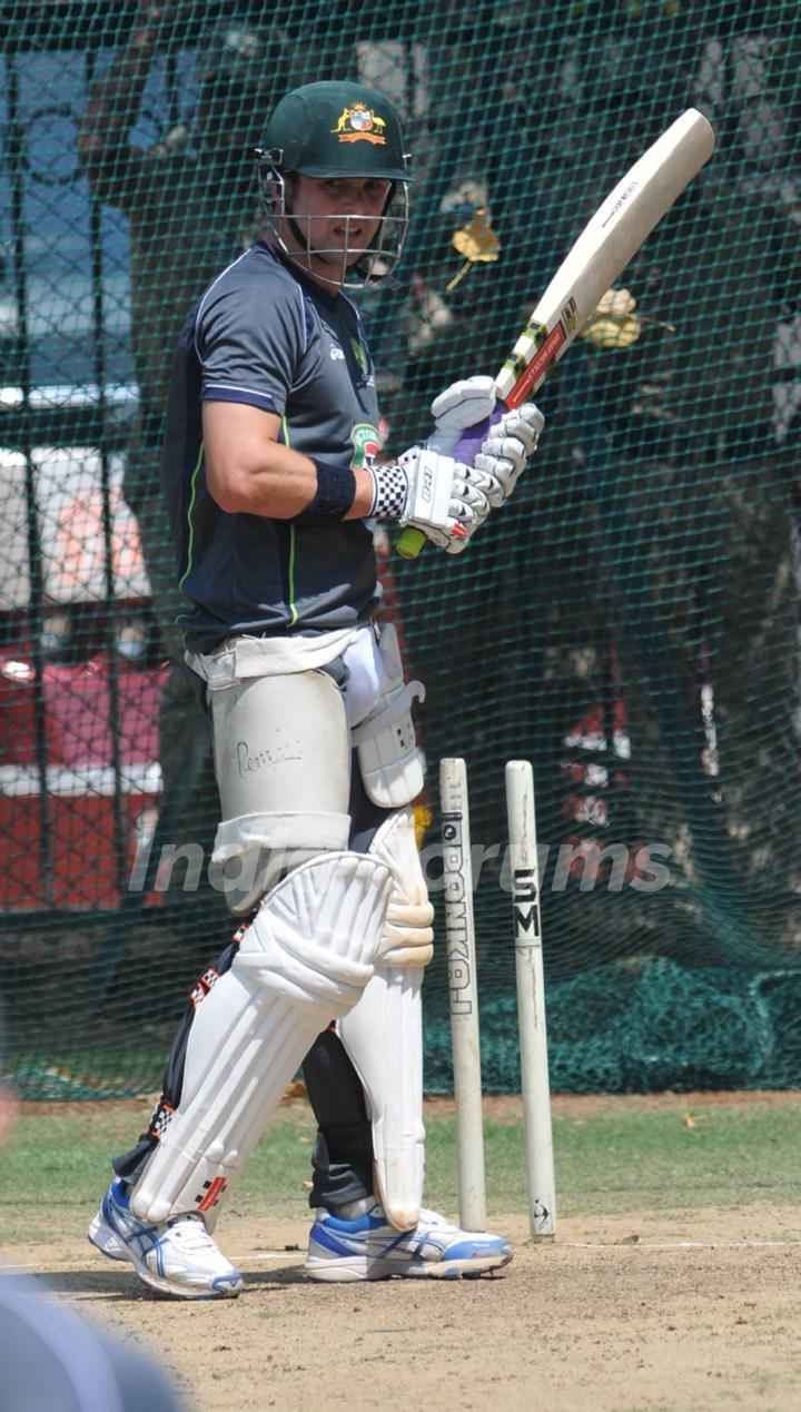 Australian cricket team at a practice session before the second cricket Test match in Hyderabad on March 1, 2013.