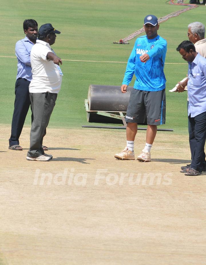 Indian cricket team at a practice session before the second cricket Test match in Hyderabad on March 1, 2013.