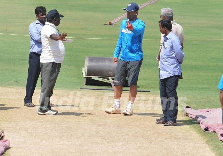 Indian cricket team at a practice session before the second cricket Test match in Hyderabad on March 1, 2013.